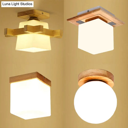 DecorBites™ DecorBites™ Ultra-Contemporary 1-Light White Glass Semi Flush Chandelier Ceiling Light for Hallway