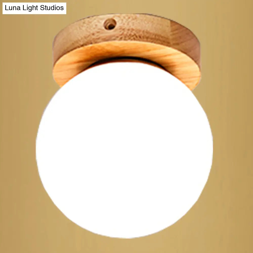 Ultra-Contemporary 1-Light White Glass Semi Flush Chandelier Ceiling Light for Hallway