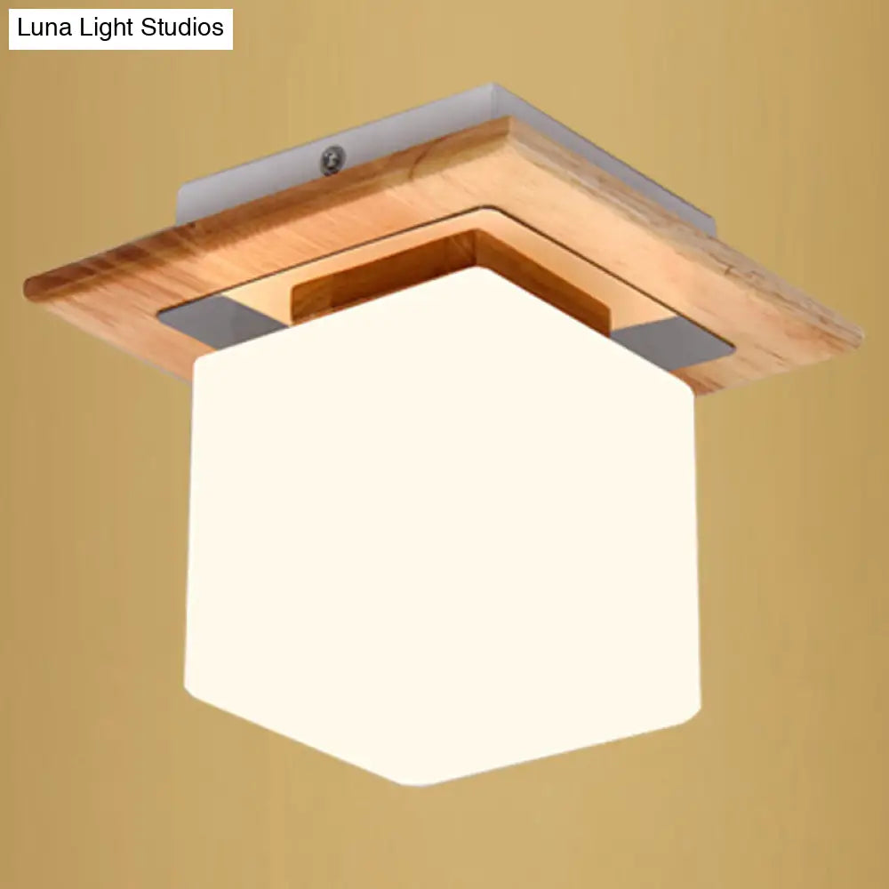 Ultra-Contemporary 1-Light White Glass Semi Flush Chandelier Ceiling Light for Hallway
