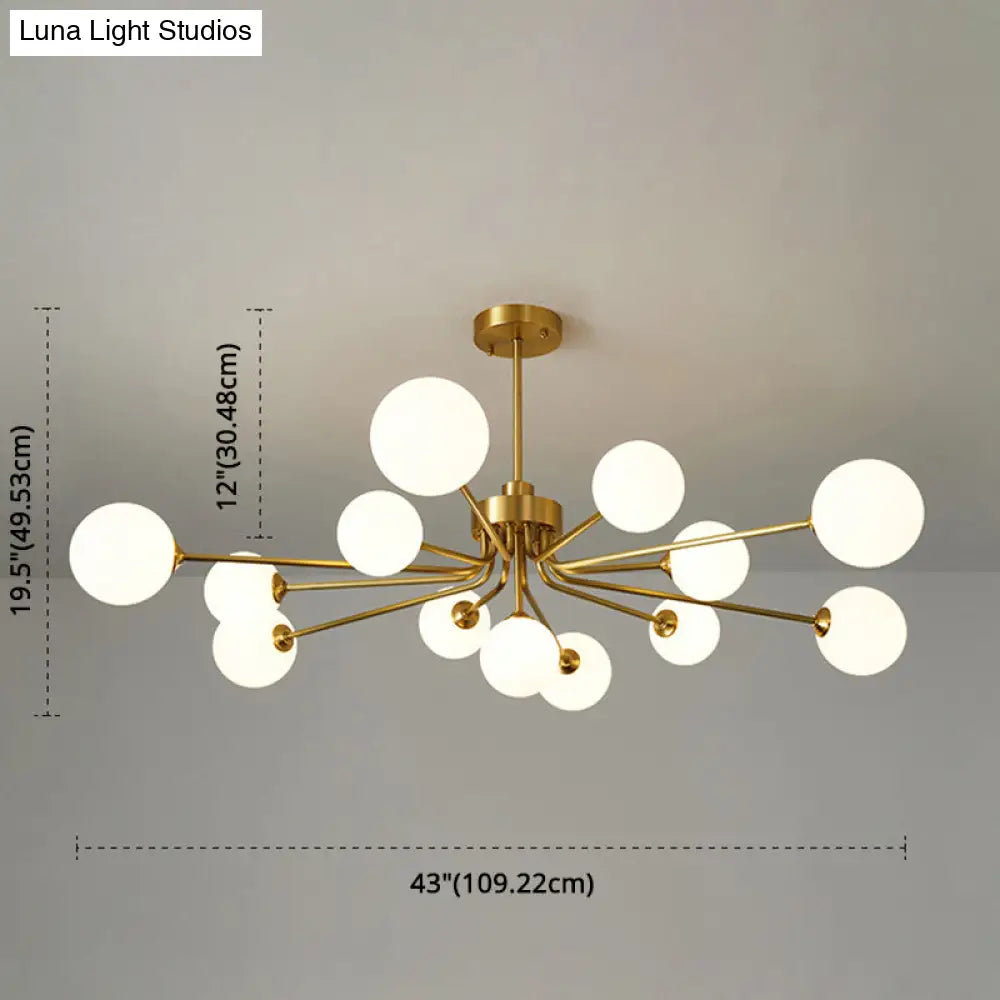 Ultra-Contemporary Milk Glass Balloon Chandelier for Living Room Ceiling