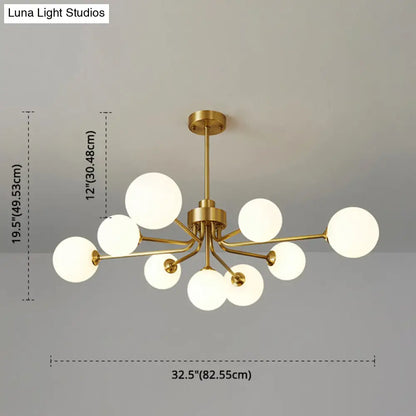 Ultra-Contemporary Milk Glass Balloon Chandelier for Living Room Ceiling