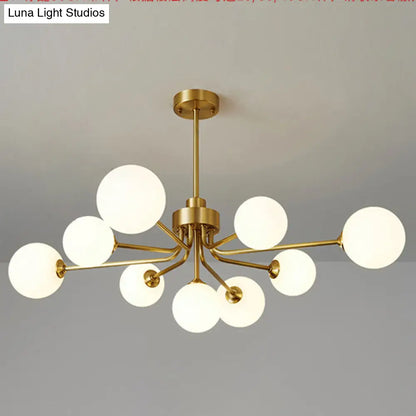 Ultra-Contemporary Milk Glass Balloon Chandelier for Living Room Ceiling