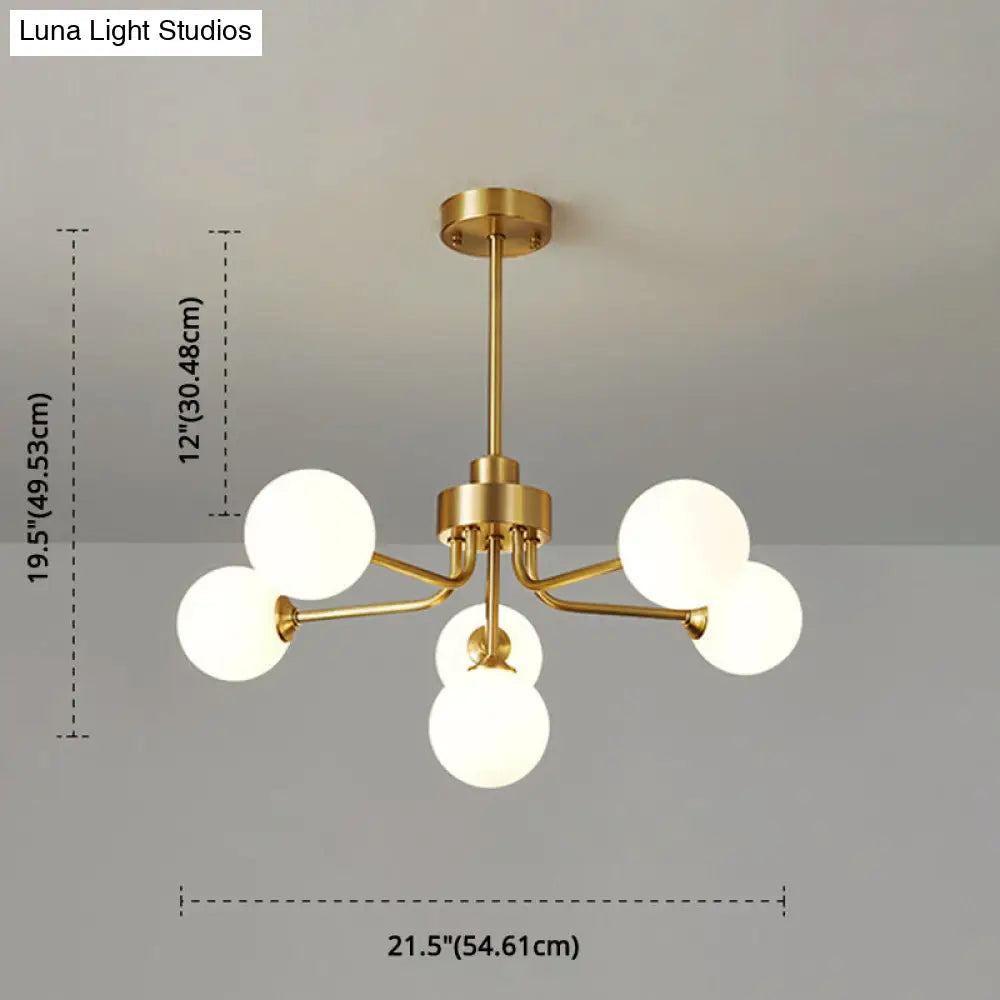 Ultra-Contemporary Milk Glass Balloon Chandelier for Living Room Ceiling