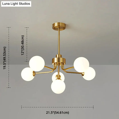 Ultra-Contemporary Milk Glass Balloon Chandelier for Living Room Ceiling