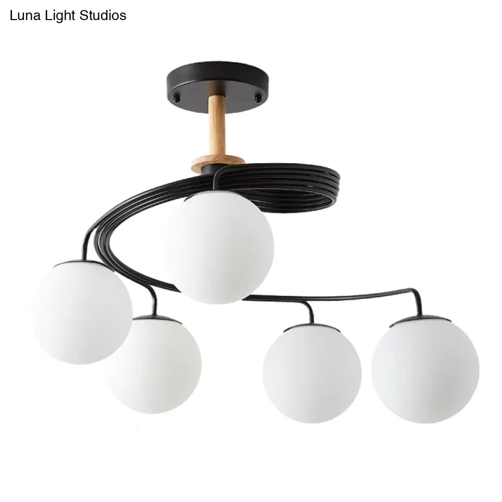 Ultra-Contemporary Milk Glass Semi Flush Mount Ceiling Light Fixture for Living Room