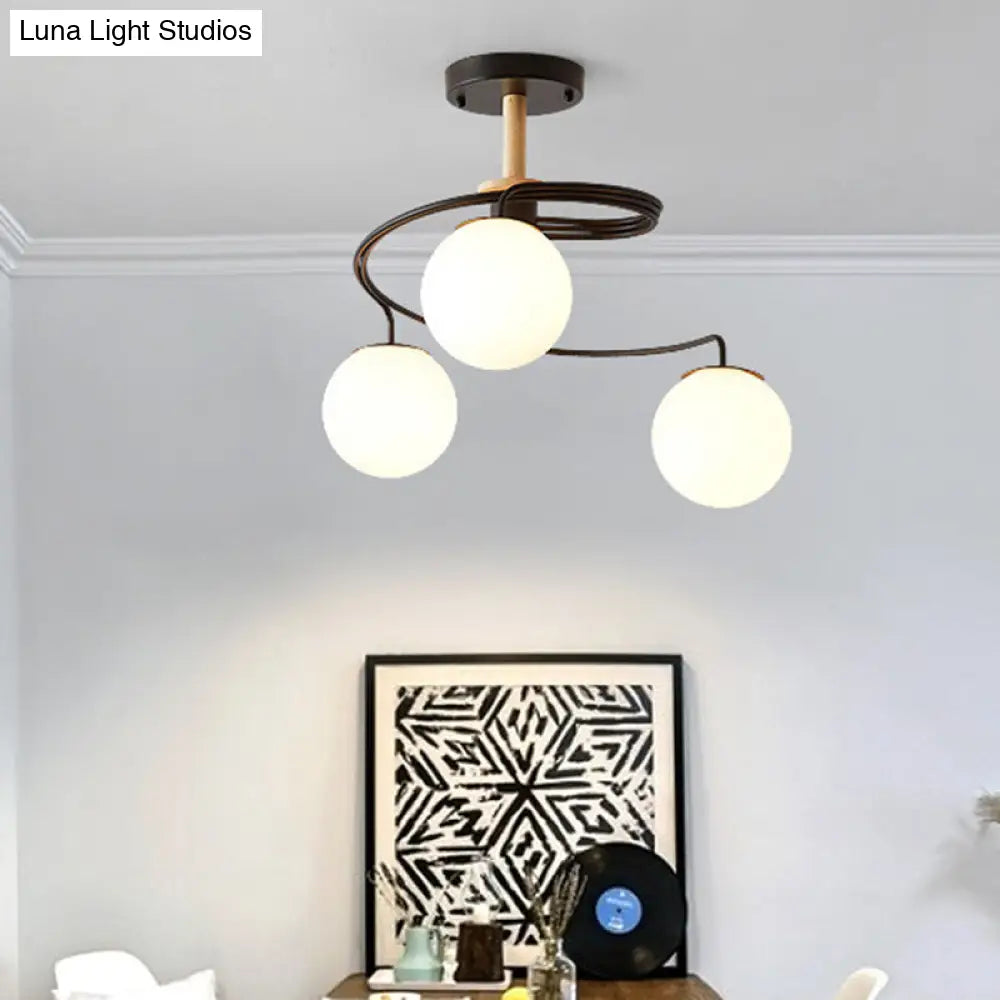 Ultra-Contemporary Milk Glass Semi Flush Mount Ceiling Light Fixture for Living Room