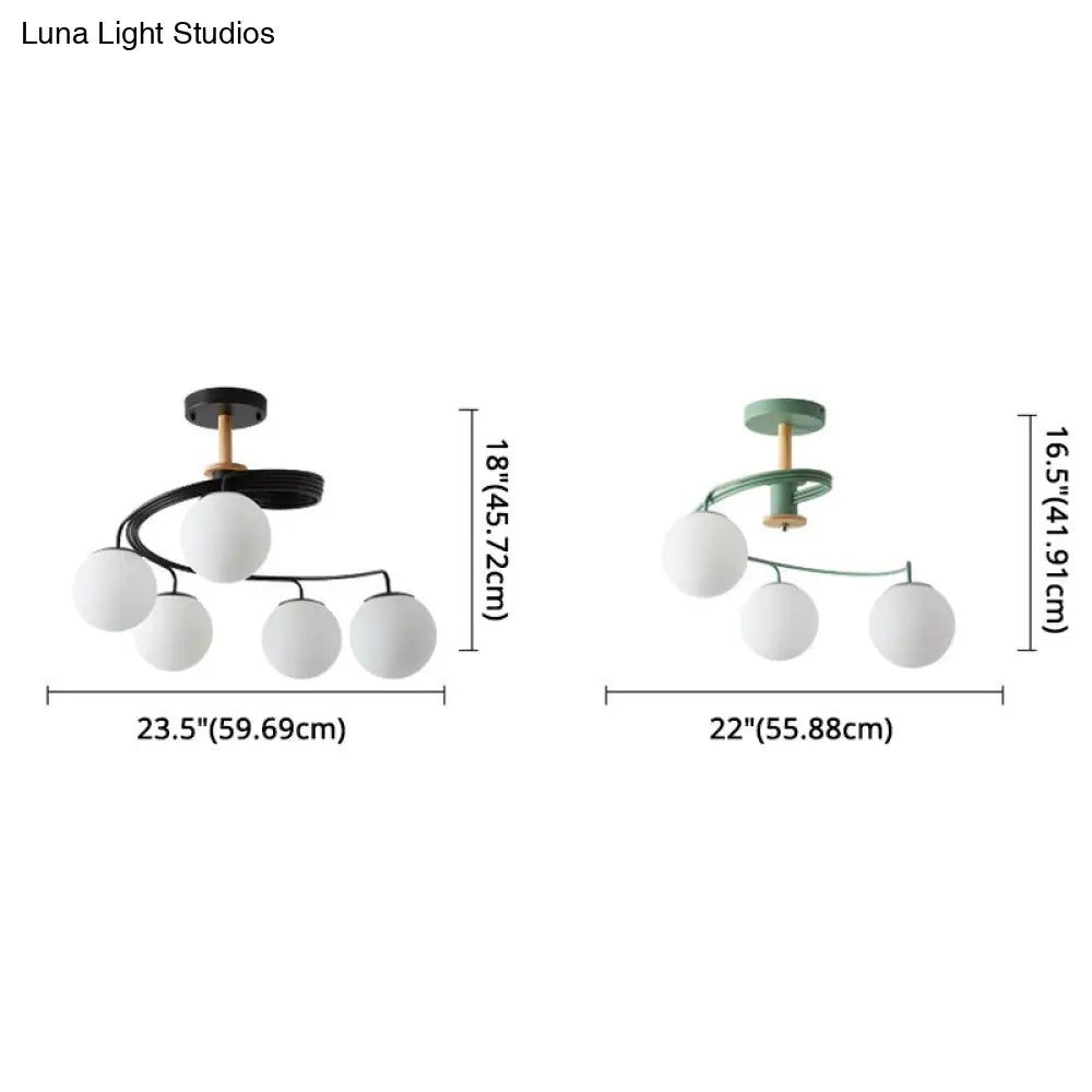 Ultra-Contemporary Milk Glass Semi Flush Mount Ceiling Light Fixture for Living Room