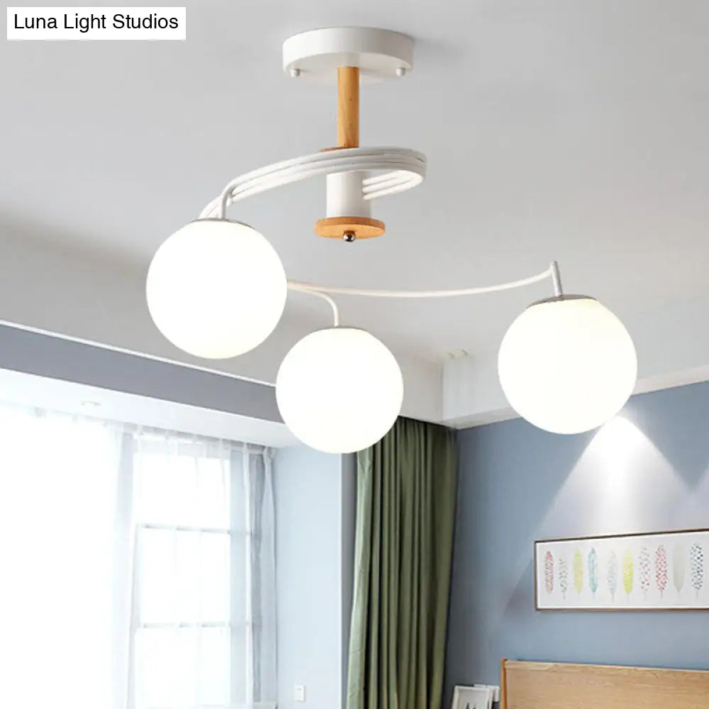Ultra-Contemporary Milk Glass Semi Flush Mount Ceiling Light Fixture for Living Room