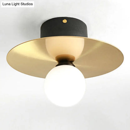 DecorBites™ DecorBites™ Ultra-Contemporary Sphere 1-Light Milk Glass Ceiling Flush Mount for Living Room