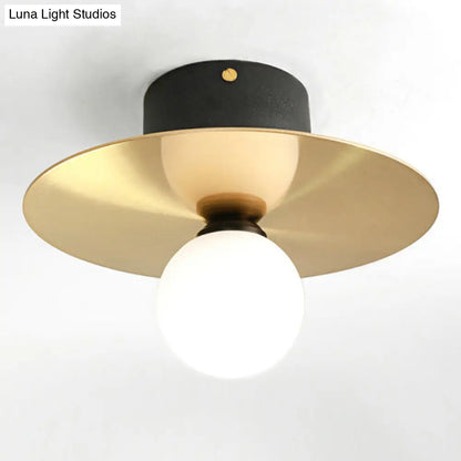 DecorBites™ DecorBites™ Ultra-Contemporary Sphere 1-Light Milk Glass Ceiling Flush Mount for Living Room