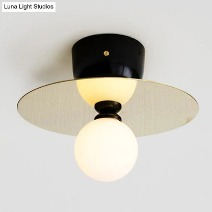 DecorBites™ DecorBites™ Ultra-Contemporary Sphere 1-Light Milk Glass Ceiling Flush Mount for Living Room