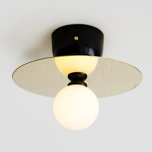Ultra-Contemporary Sphere 1-Light Milk Glass Ceiling Flush Mount for Living Room