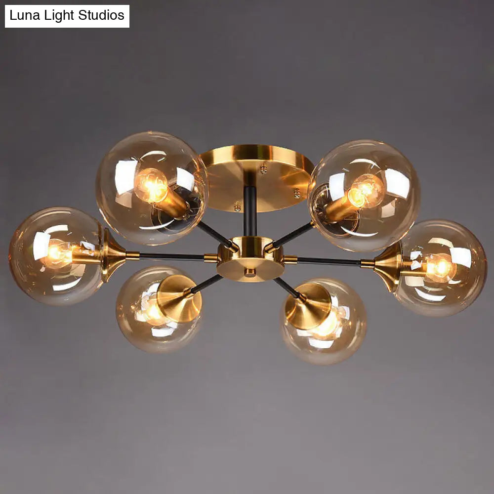 Ultra-Contemporary Sputnik Stained Glass Ceiling Light for Bedroom