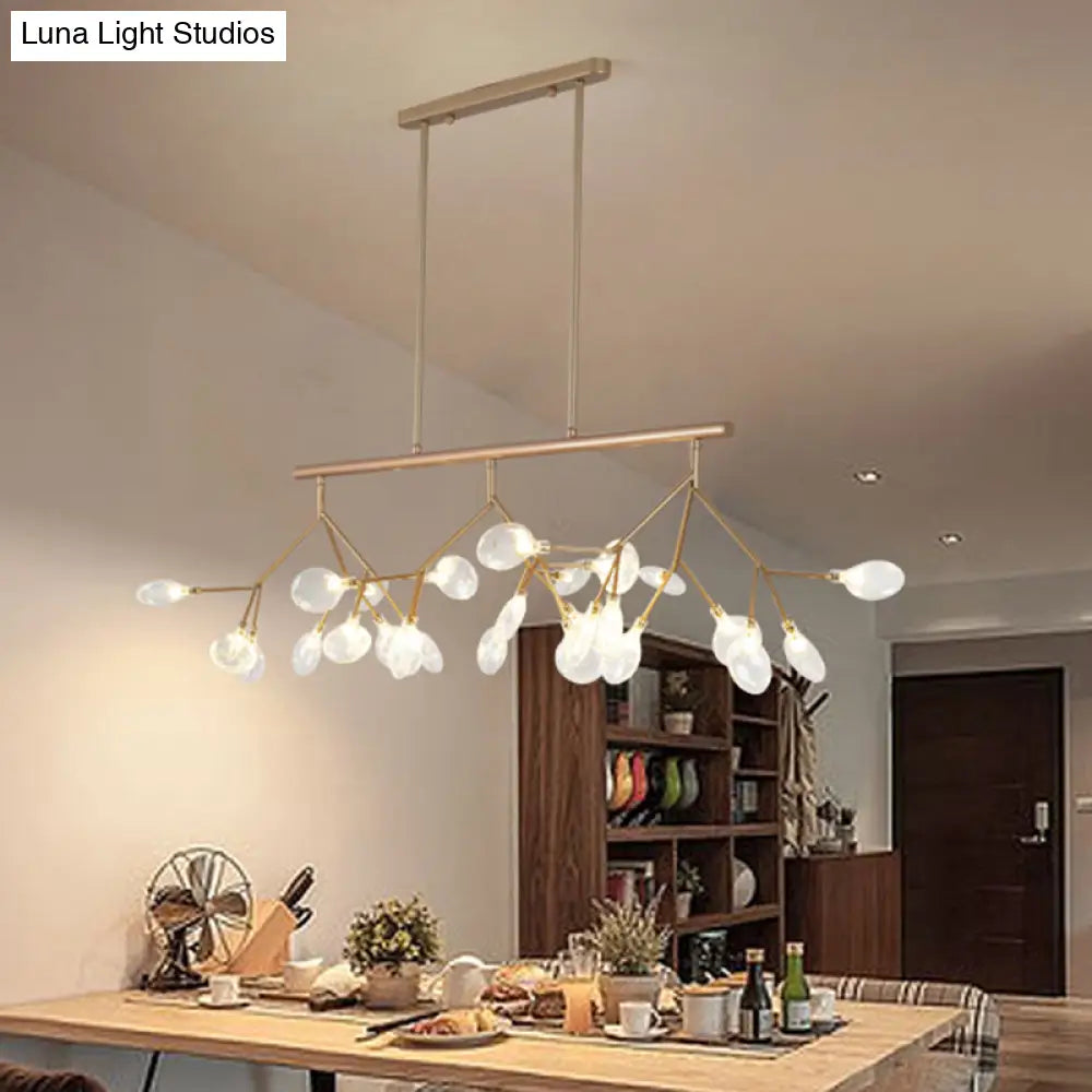 Ultra-modern 27-Light Island Metal Pendant with Clear Shade for Dining Room