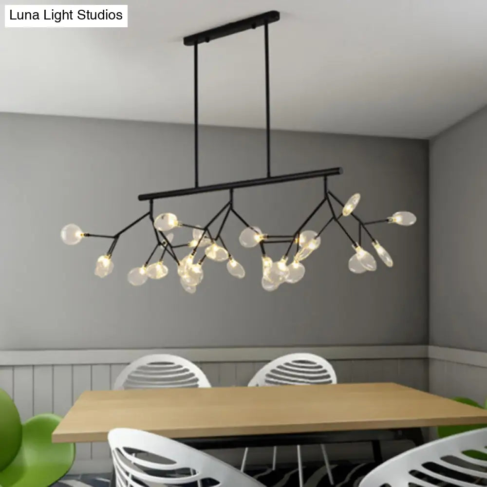 Ultra-modern 27-Light Island Metal Pendant with Clear Shade for Dining Room