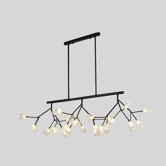 Ultra-modern 27-Light Island Metal Pendant with Clear Shade for Dining Room