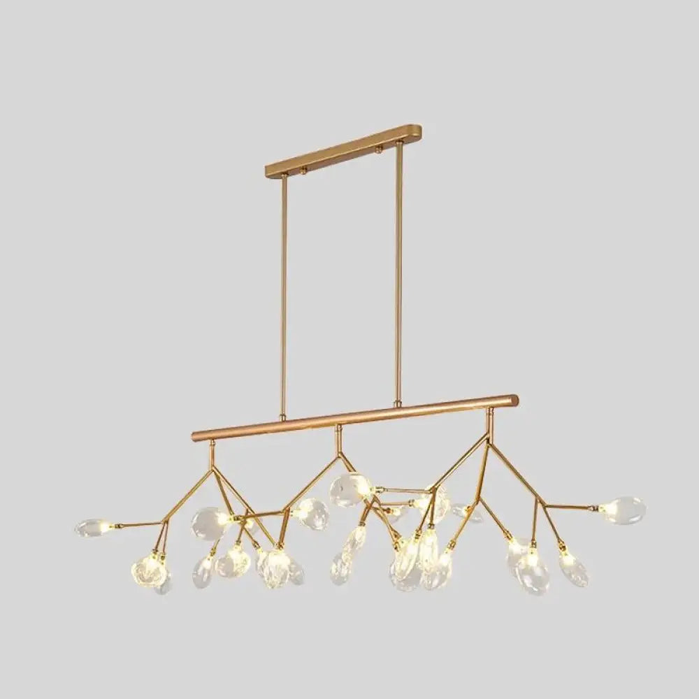 Ultra-modern 27-Light Island Metal Pendant with Clear Shade for Dining Room