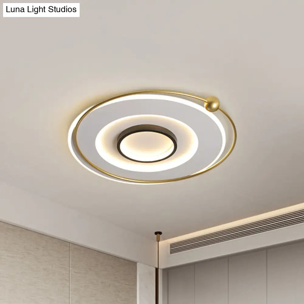 Ultra-Modern Black and Gold LED Ceiling Lamp in Warm/White Light, 16.5"/22" Circular Thin Acrylic Flush Light