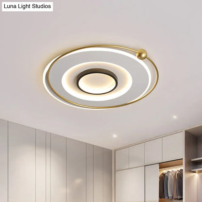 DecorBites™ DecorBites™ Ultra-Modern Black and Gold LED Ceiling Lamp in Warm/White Light, 16.5"/22" Circular Thin Acrylic Flush Light