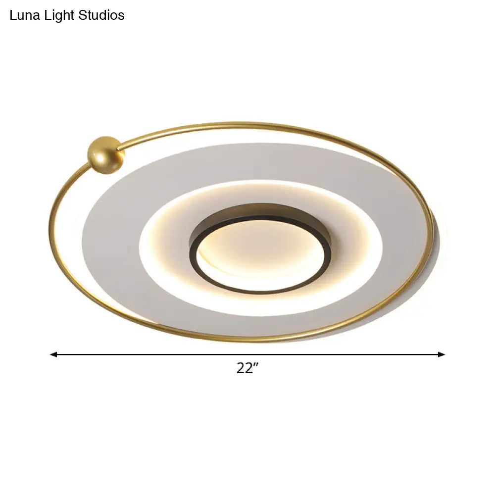Ultra-Modern Black and Gold LED Ceiling Lamp in Warm/White Light, 16.5"/22" Circular Thin Acrylic Flush Light