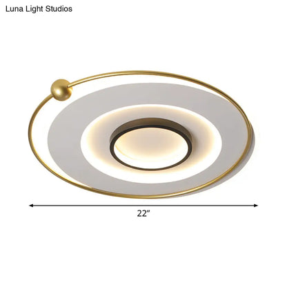 DecorBites™ DecorBites™ Ultra-Modern Black and Gold LED Ceiling Lamp in Warm/White Light, 16.5"/22" Circular Thin Acrylic Flush Light