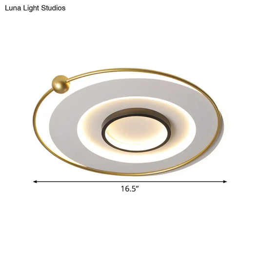 Ultra-Modern Black and Gold LED Ceiling Lamp in Warm/White Light, 16.5"/22" Circular Thin Acrylic Flush Light