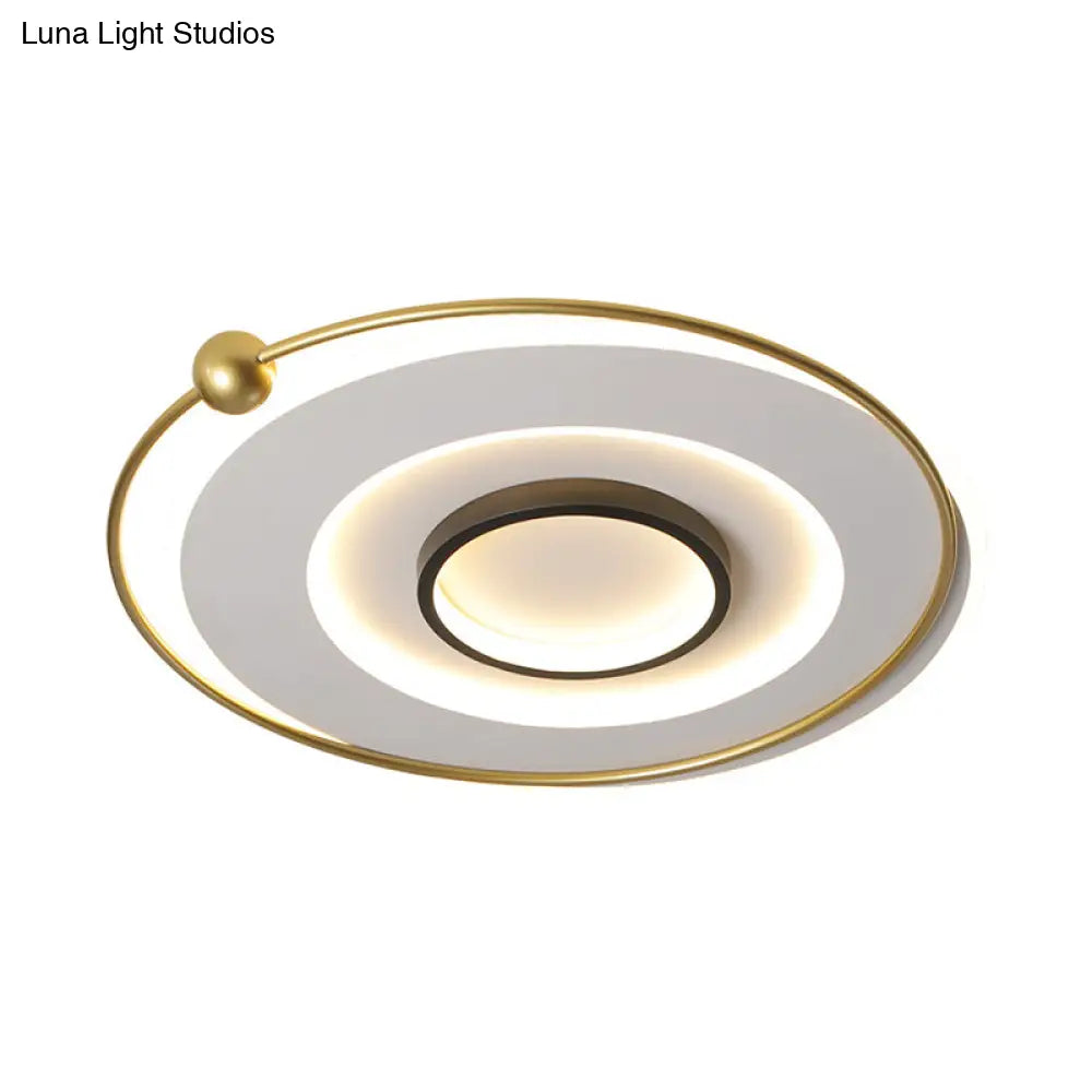 Ultra-Modern Black and Gold LED Ceiling Lamp in Warm/White Light, 16.5"/22" Circular Thin Acrylic Flush Light