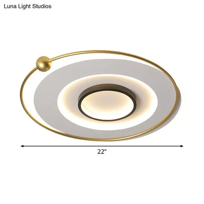 DecorBites™ DecorBites™ Ultra-Modern Black and Gold LED Ceiling Lamp in Warm/White Light, 16.5"/22" Circular Thin Acrylic Flush Light