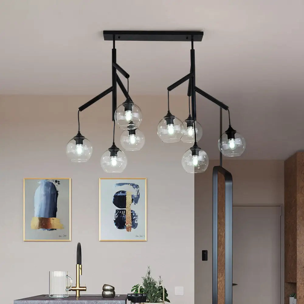 Ultra-Modern Clear Glass Island Pendant with 8 Lights - Hanging Ceiling Fixture