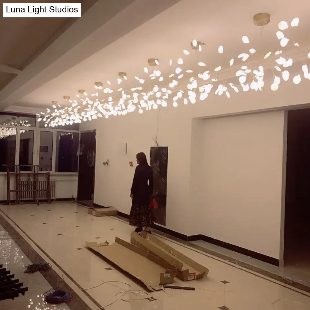Ultra-Modern Linear Firefly Pendant Lighting: Acrylic Billiard Light for Living Room
