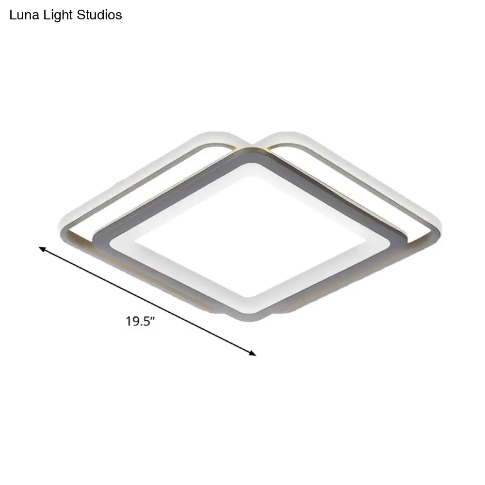Ultra Slim Acrylic Ceiling Flush Mount LED Fixture (16"/19.5"/35.5") in Grey, with Warm/White Light