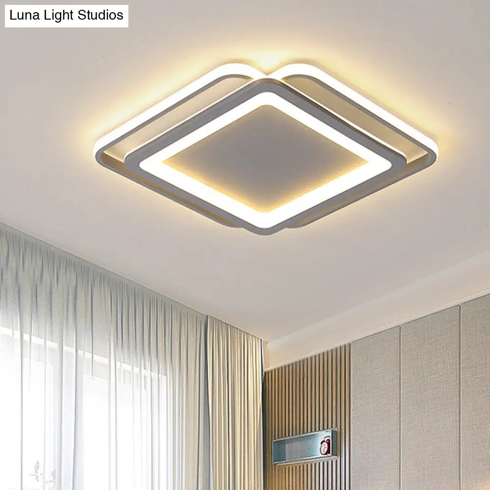 Ultra Slim Acrylic Ceiling Flush Mount LED Fixture (16"/19.5"/35.5") in Grey, with Warm/White Light