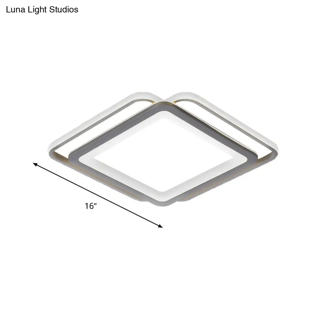 Ultra Slim Acrylic Ceiling Flush Mount LED Fixture (16"/19.5"/35.5") in Grey, with Warm/White Light