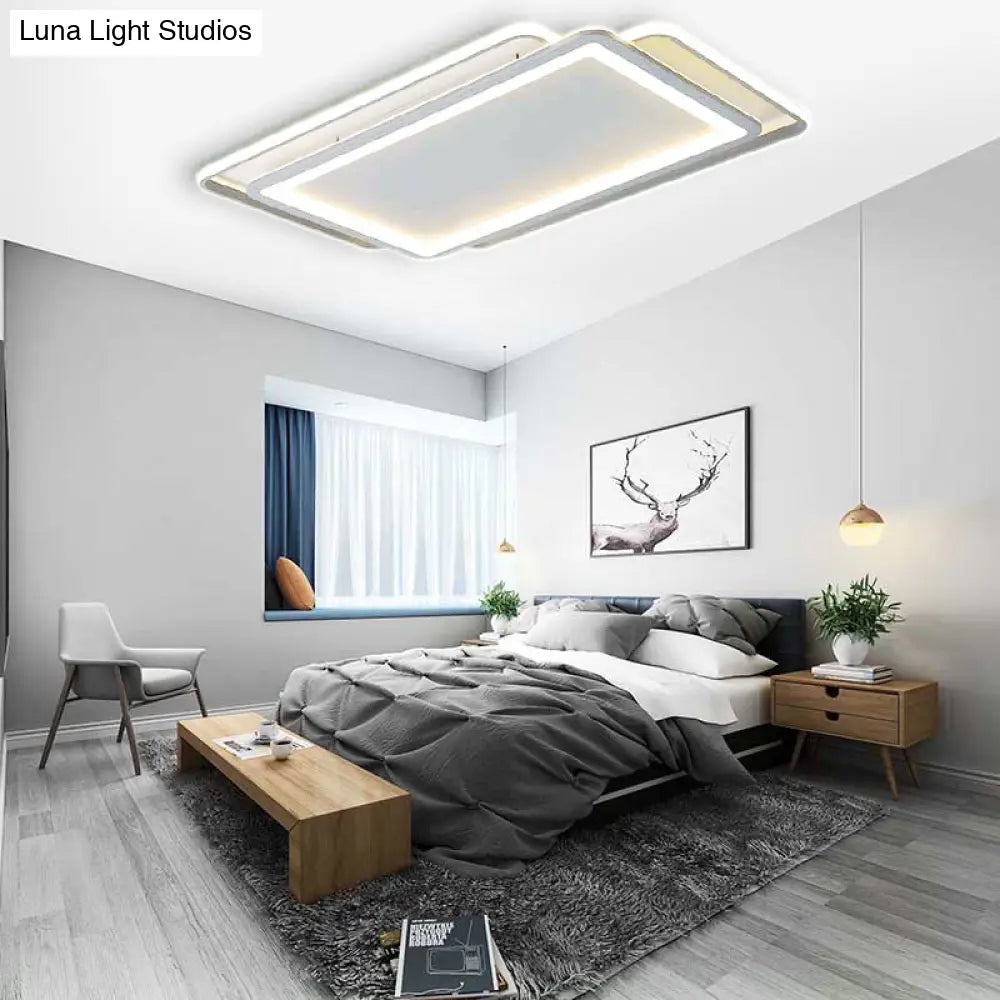 Ultra Slim Acrylic Ceiling Flush Mount LED Fixture (16"/19.5"/35.5") in Grey, with Warm/White Light