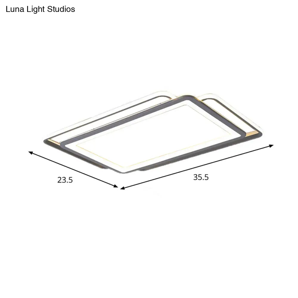 Ultra Slim Acrylic Ceiling Flush Mount LED Fixture (16"/19.5"/35.5") in Grey, with Warm/White Light