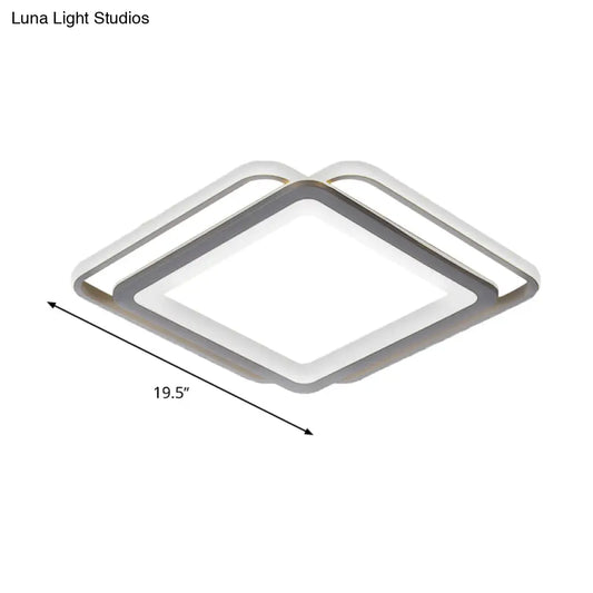 Ultra Slim Acrylic Ceiling Flush Mount LED Fixture (16"/19.5"/35.5") in Grey, with Warm/White Light