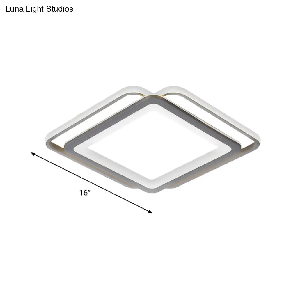 Ultra Slim Acrylic Ceiling Flush Mount LED Fixture (16"/19.5"/35.5") in Grey, with Warm/White Light