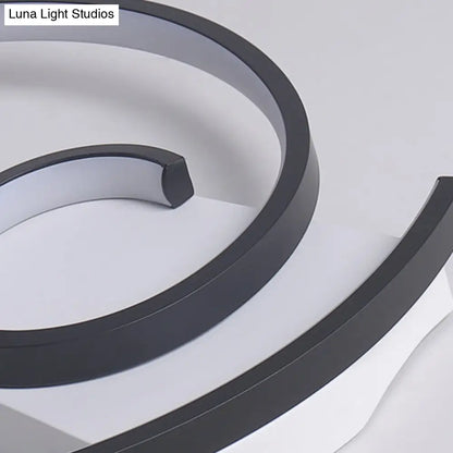 DecorBites™ DecorBites™ Ultra-Slim Curled Metal LED Flush Mount Ceiling Light - 16.5"/20.5" Width, Modern Style Black/White Lamp with Warm/White Light Options