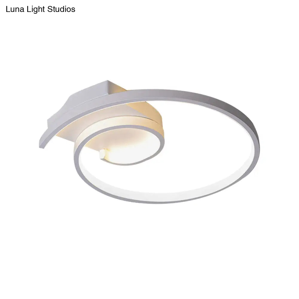 Ultra-Slim Curled Metal LED Flush Mount Ceiling Light - 16.5"/20.5" Width, Modern Style Black/White Lamp with Warm/White Light Options