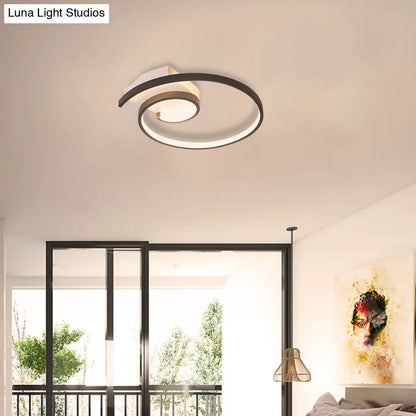 DecorBites™ DecorBites™ Ultra-Slim Curled Metal LED Flush Mount Ceiling Light - 16.5"/20.5" Width, Modern Style Black/White Lamp with Warm/White Light Options