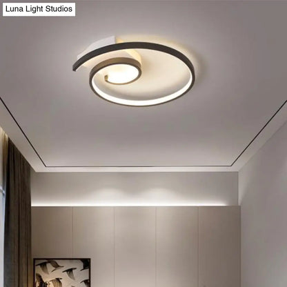 DecorBites™ DecorBites™ Ultra-Slim Curled Metal LED Flush Mount Ceiling Light - 16.5"/20.5" Width, Modern Style Black/White Lamp with Warm/White Light Options