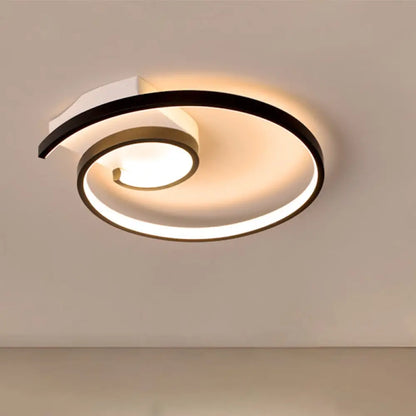 DecorBites™ DecorBites™ Ultra-Slim Curled Metal LED Flush Mount Ceiling Light - 16.5"/20.5" Width, Modern Style Black/White Lamp with Warm/White Light Options
