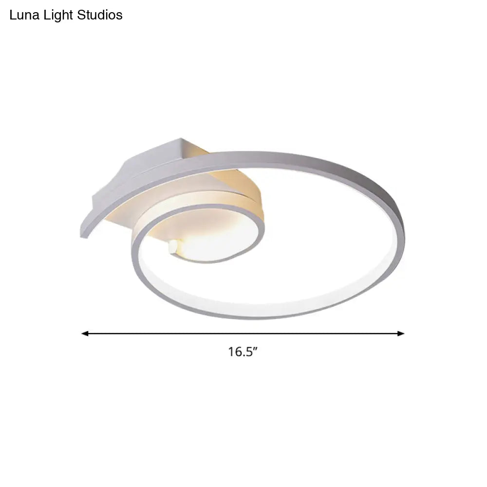 Ultra-Slim Curled Metal LED Flush Mount Ceiling Light - 16.5"/20.5" Width, Modern Style Black/White Lamp with Warm/White Light Options
