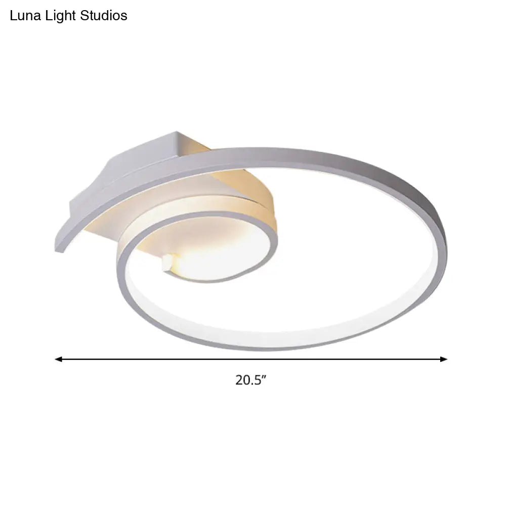 Ultra-Slim Curled Metal LED Flush Mount Ceiling Light - 16.5"/20.5" Width, Modern Style Black/White Lamp with Warm/White Light Options