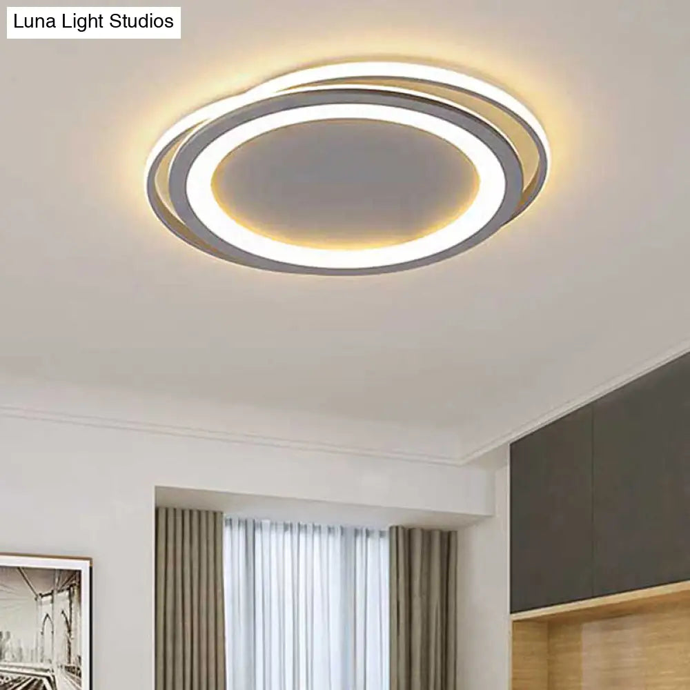 Ultra Thin 16"/19.5" Acrylic LED Flush Ceiling Light - Grey Bedroom Flush Mount Fixture, Warm/White Light