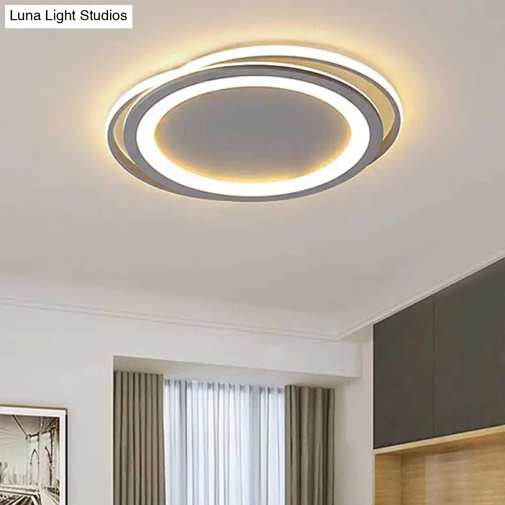 Ultra Thin 16"/19.5" Acrylic LED Flush Ceiling Light - Grey Bedroom Flush Mount Fixture, Warm/White Light