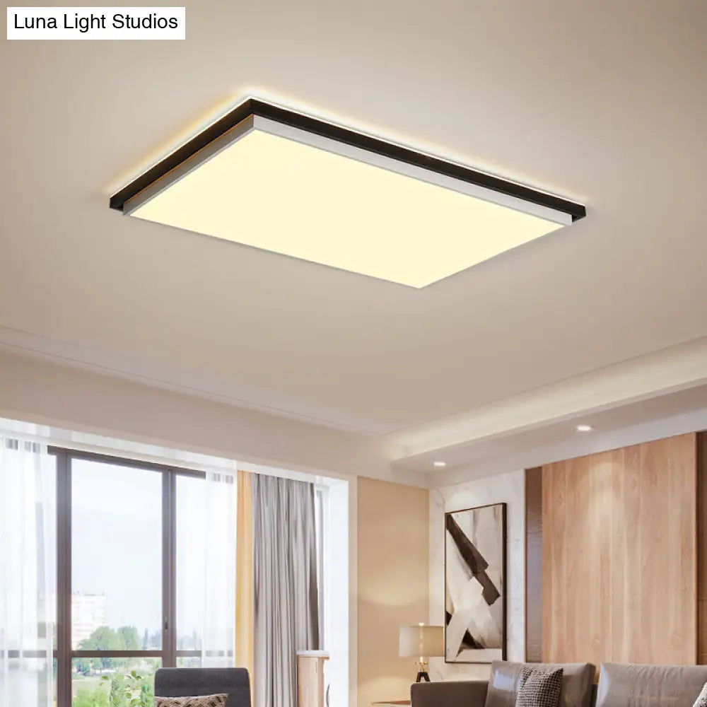 Ultra Thin Acrylic LED Flush Light - Wide Bedroom Ceiling Fixture in Warm/White Light (18"/21.5"/35.5")