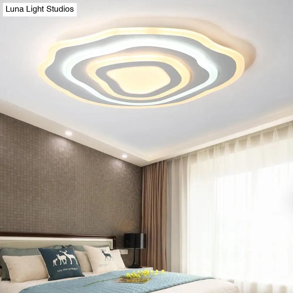 Ultra Thin Acrylic Ripple Ceiling Lamp - 19.5"/23.5" W, Simple White LED Light in Warm/White