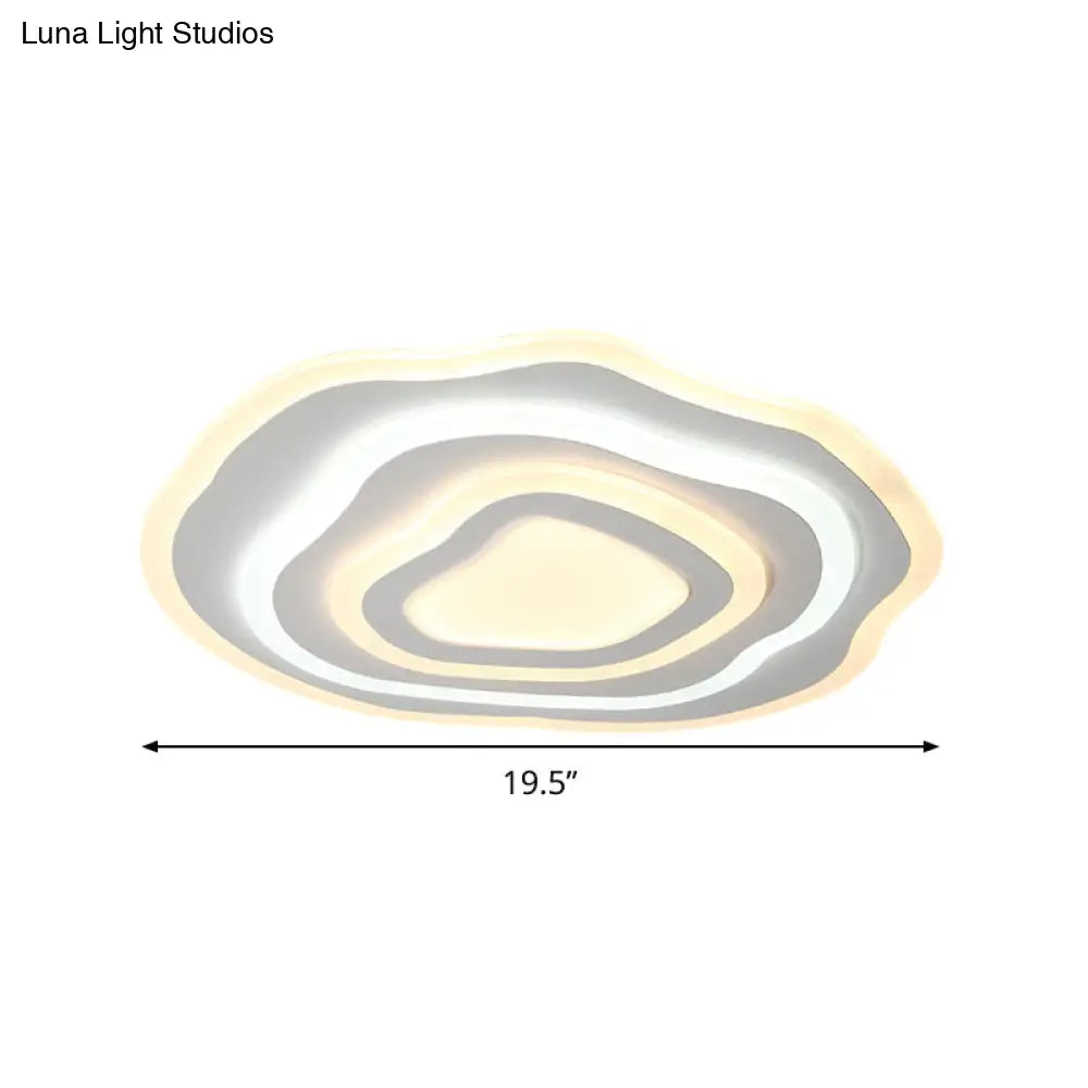 Ultra Thin Acrylic Ripple Ceiling Lamp - 19.5"/23.5" W, Simple White LED Light in Warm/White