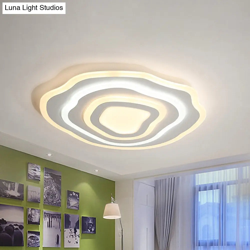 Ultra Thin Acrylic Ripple Ceiling Lamp - 19.5"/23.5" W, Simple White LED Light in Warm/White